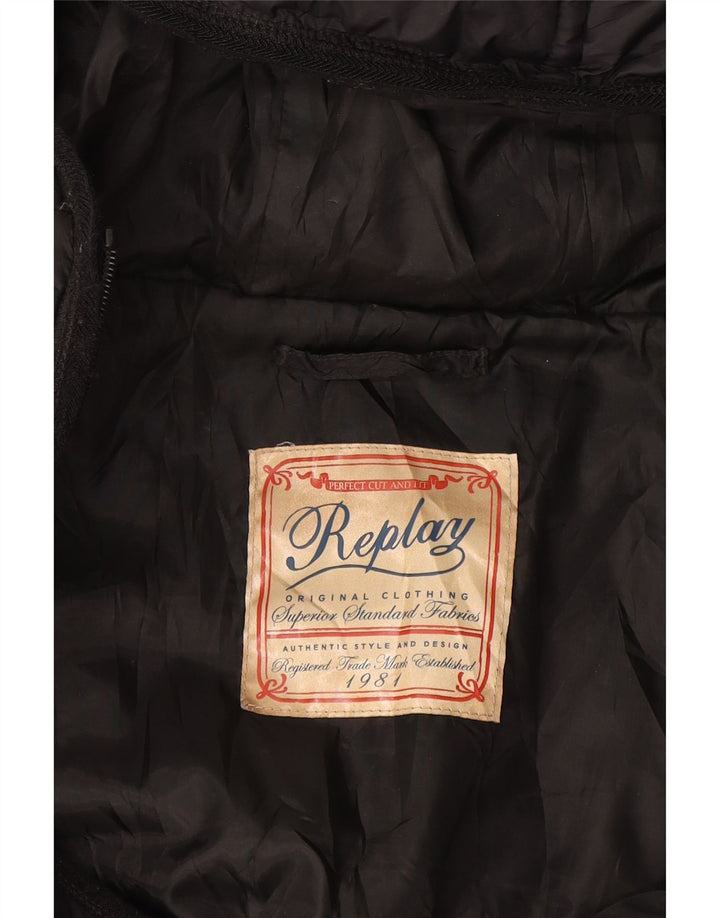 Replay Wattierte Damenjacke mit Kapuze UK 12 Medium Schwarz
