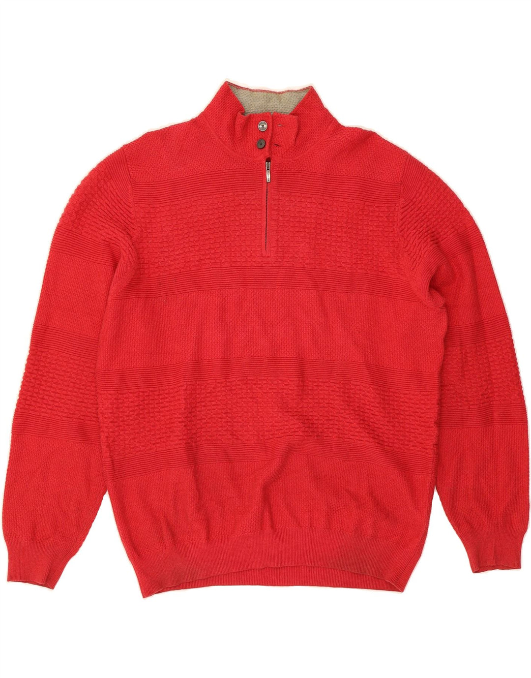MASSIMO DUTTI Mens Button Neck Jumper Sweater XL Red Cotton Vintage Massimo Dutti and Second-Hand Massimo Dutti from Messina Hembry 