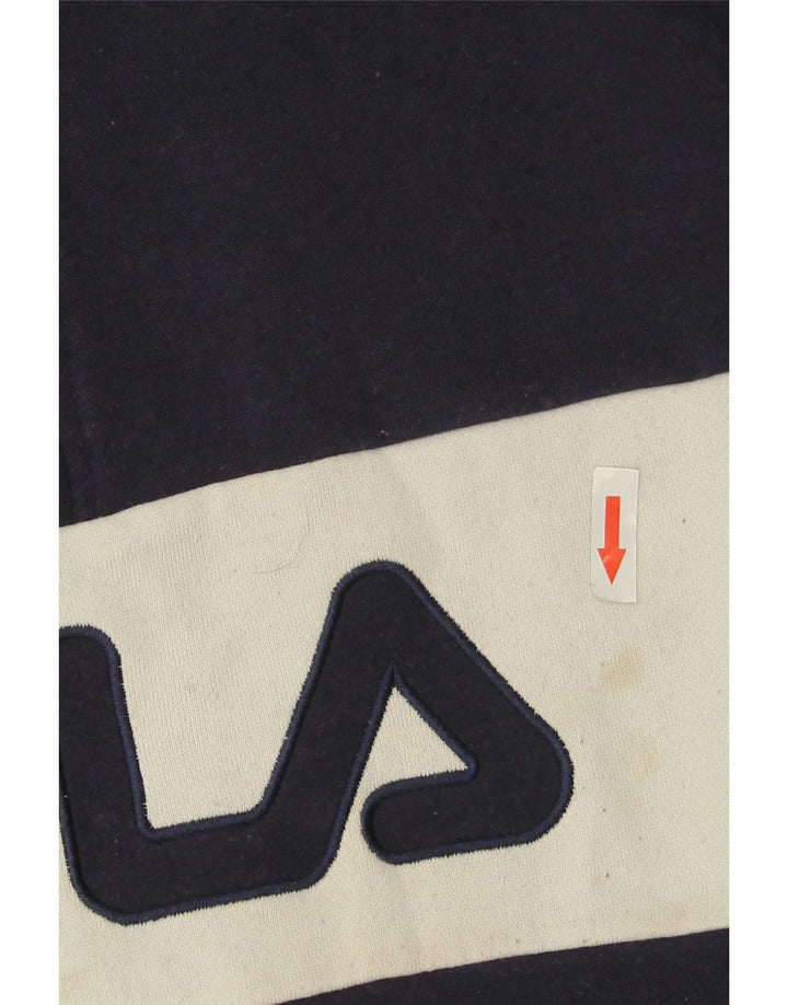 Fila Herren-Sweatshirt mit grafischem Reißverschluss und Rundhalsausschnitt, mittlerer Marineblau-Farbblock