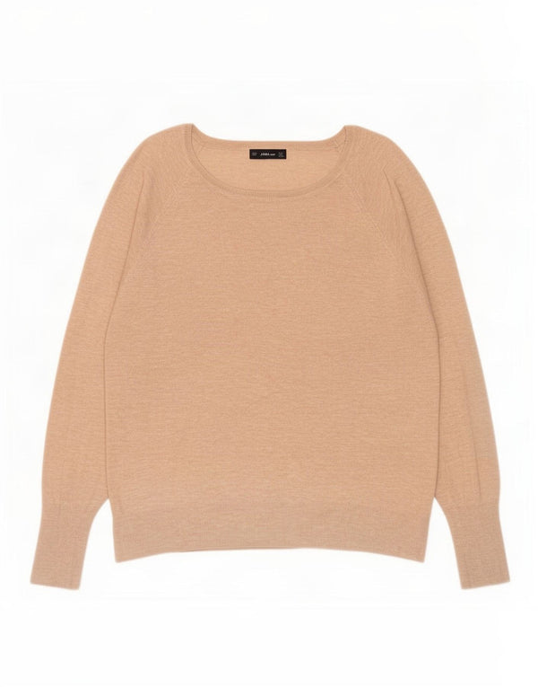 Zara Damen-Pullover mit U-Boot-Ausschnitt, UK 14, Mittelbeige meliert