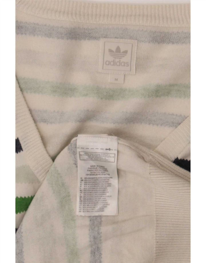 Adidas Herren-Pullover mit V-Ausschnitt, mittelgroß, mehrfarbig, gestreift, Baumwolle
