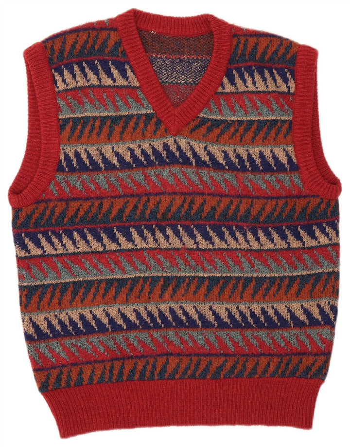 Vintage Herren Weste Tank Top Medium Mehrfarbige geometrische Wolle