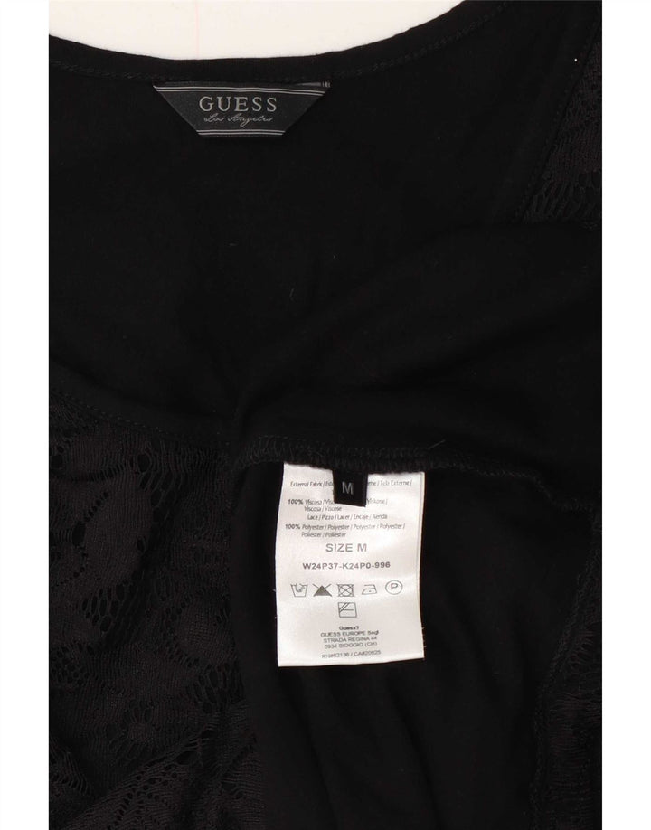 Guess Damen Spitzenweste Top UK 14 Mittelschwarze Viskose mit Blumenmuster