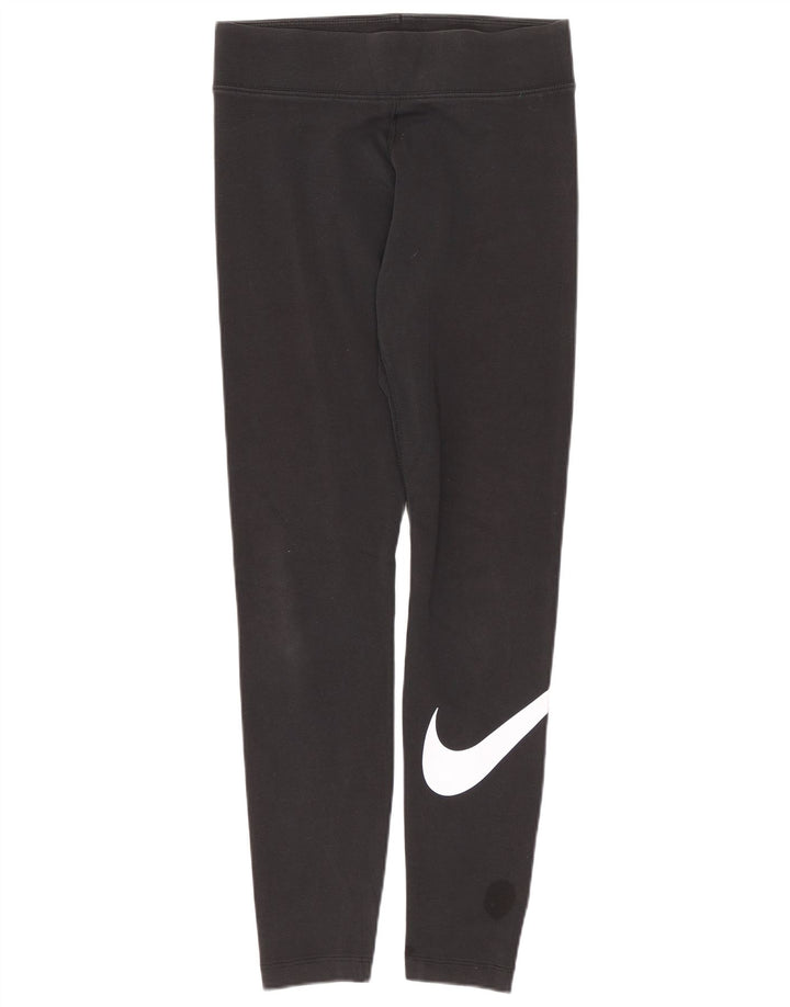 Nike Womens Graphic Leggings UK 8 Small Schwarz Baumwolle