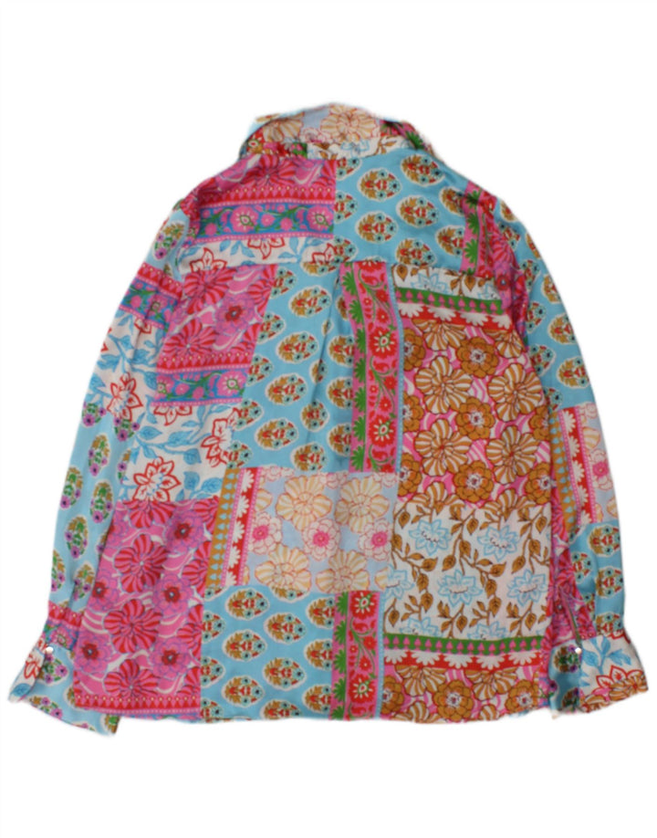 Zara Damen Langarm-Blusenoberteil UK 14 Medium Mehrfarbig Patchwork