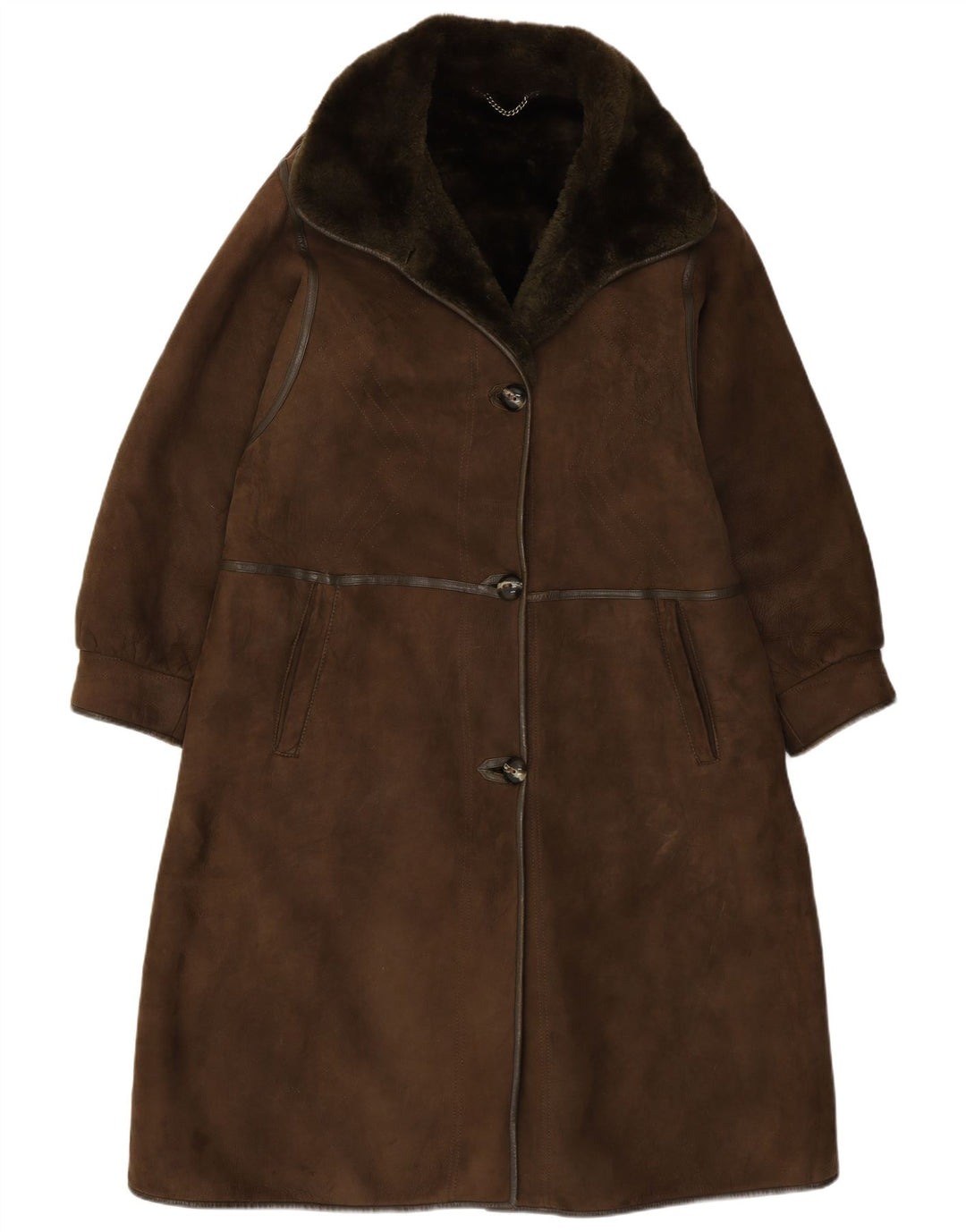 Vintage Damen Shearling Shearling Mantel IT 50 XL Brauner Shearling