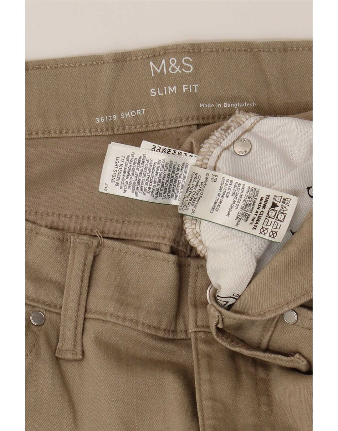 Marks & Spencer Herren Slim Jeans W36 L29 Beige Baumwolle
