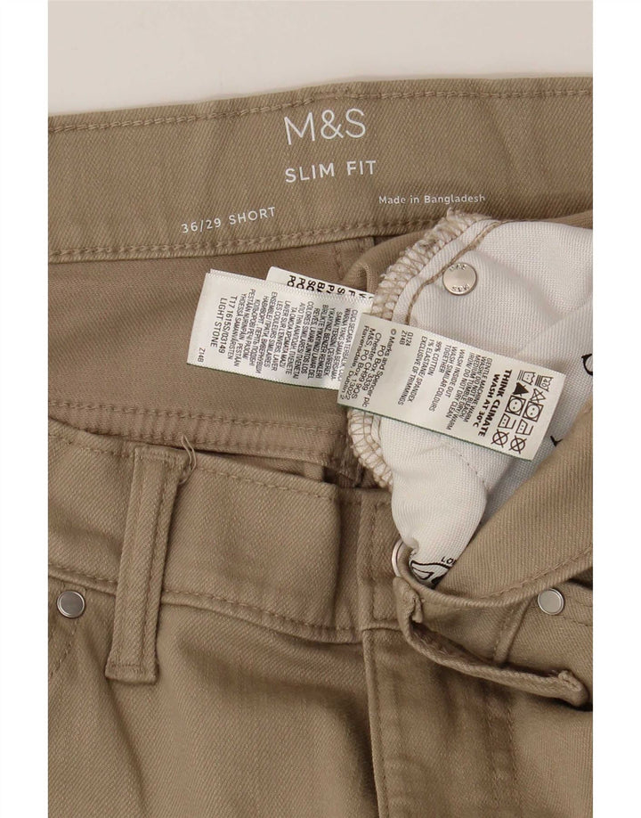 Marks & Spencer Herren Slim Jeans W36 L29 Beige Baumwolle
