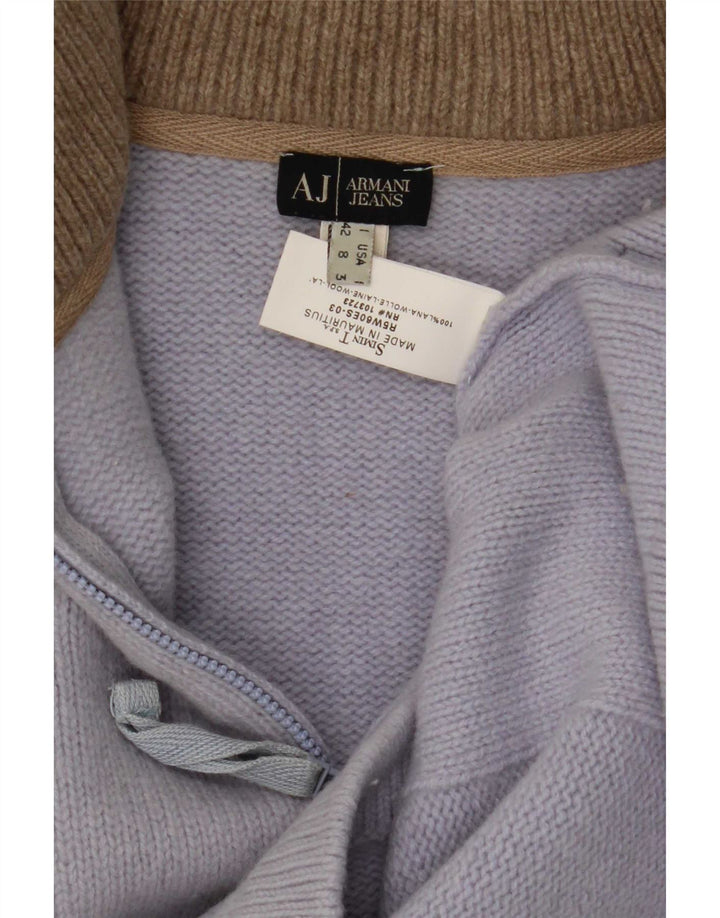 Armani Jeans Damen Crop Zip Neck Pullover Pullover IT 42 Mittelblaue Wolle