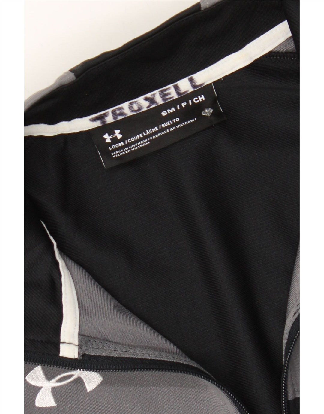 UNDER ARMOUR Mens Graphic Tracksuit Top Jacket Small Black Colourblock Vintage Under Armour and Second-Hand Under Armour from Messina Hembry 