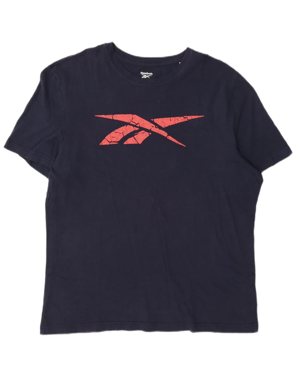 Reebok Herren Grafik T-Shirt Top XL Marineblau Baumwolle