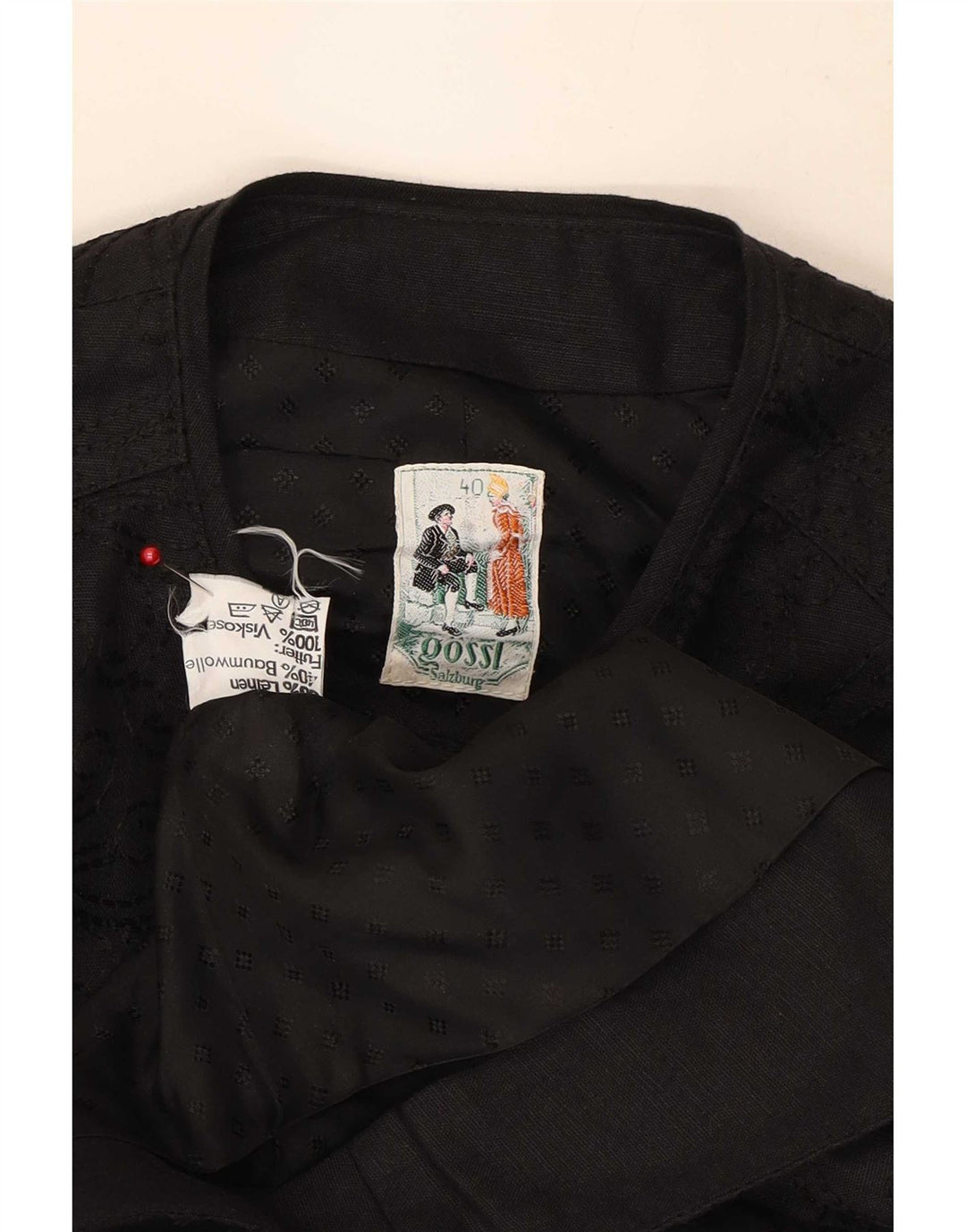 Gossl Damen Trachten Crop Cardigan Top EU 40 Mittelschwarzes Leinen