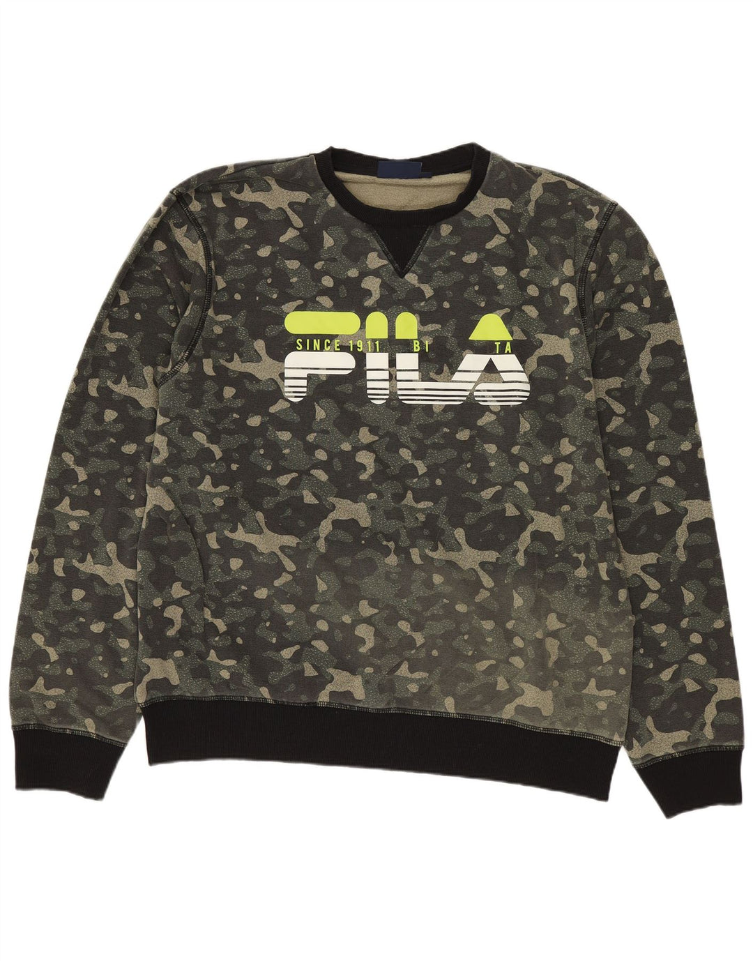 Fila Herren Grafik Sweatshirt Pullover XL Khaki Camouflage Baumwolle