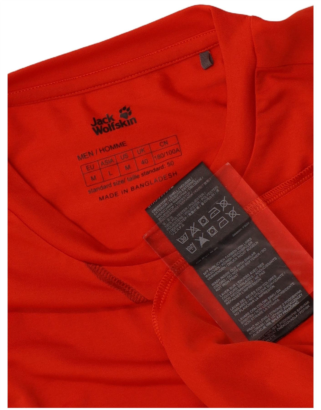 Jack Wolfskin Herren T-Shirt Top UK 40 Medium Orange Polyester