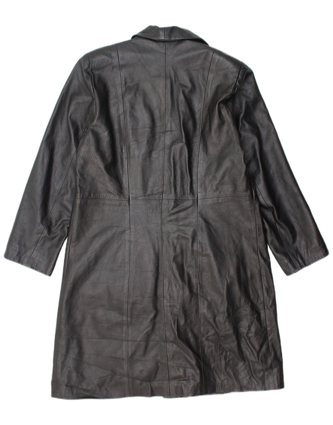 VINTAGE Damen Ledermantel UK 18 XL Schwarzes Leder