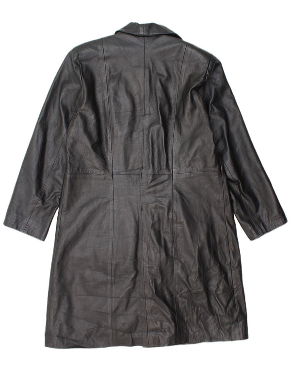 VINTAGE Damen Ledermantel UK 18 XL Schwarzes Leder