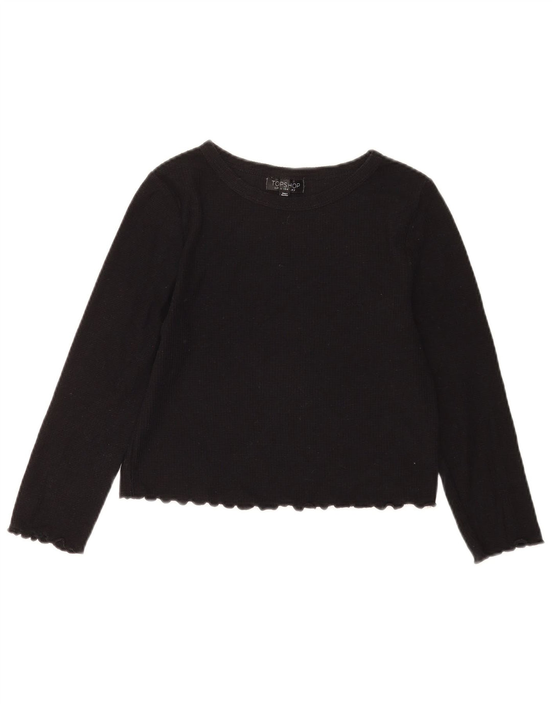 Topshop Damen Crop Bluse Top UK 8 Small Schwarz Baumwolle
