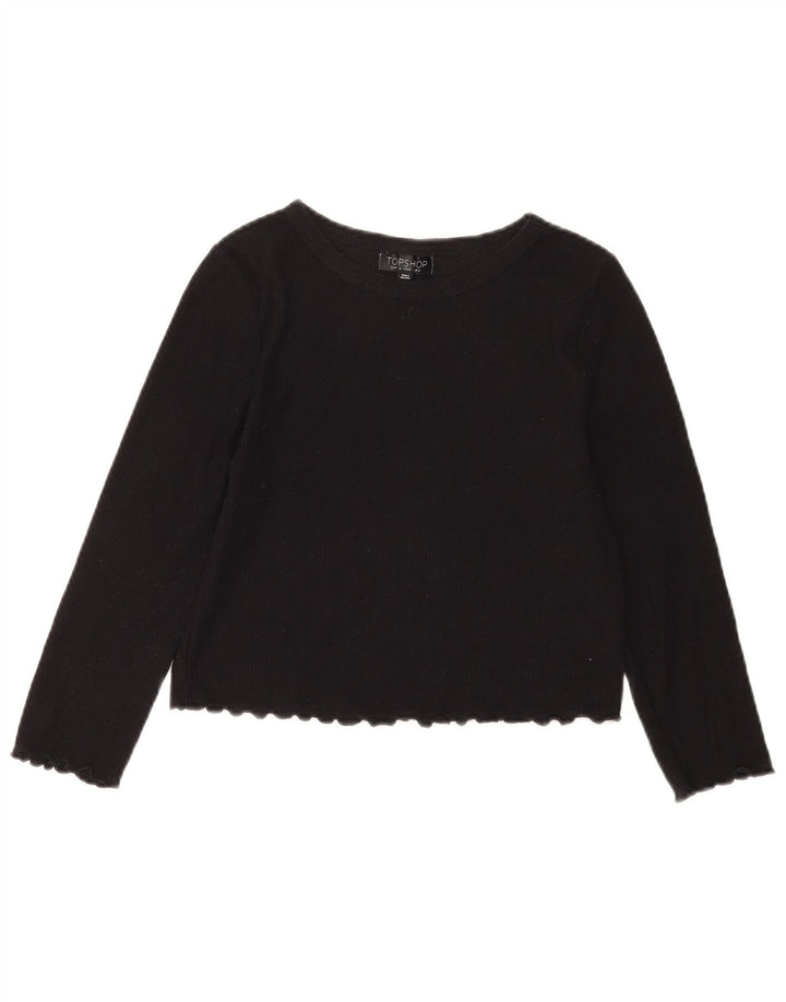 Topshop Damen Crop Bluse Top UK 8 Small Schwarz Baumwolle