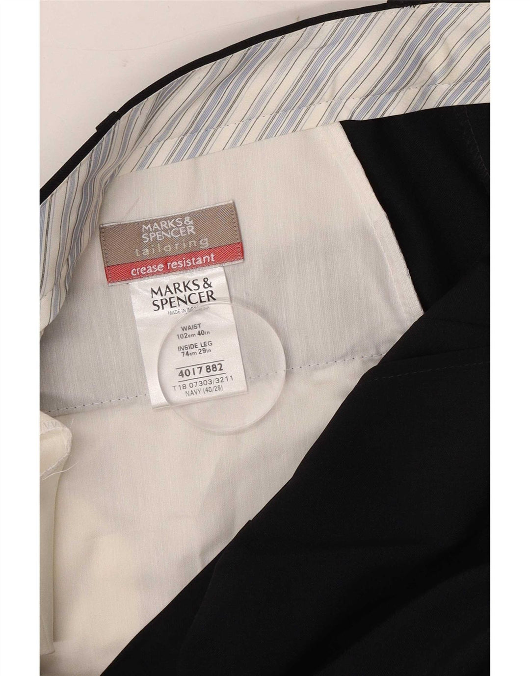 Marks & Spencer Herren-Anzughose mit Pegged-Anzug, W40 L29, marineblaues Polyester