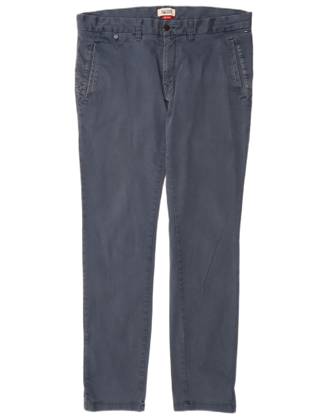 TOMMY HILFIGER Herren Slim Fit Chinohose W36 L34 Blaue Baumwolle