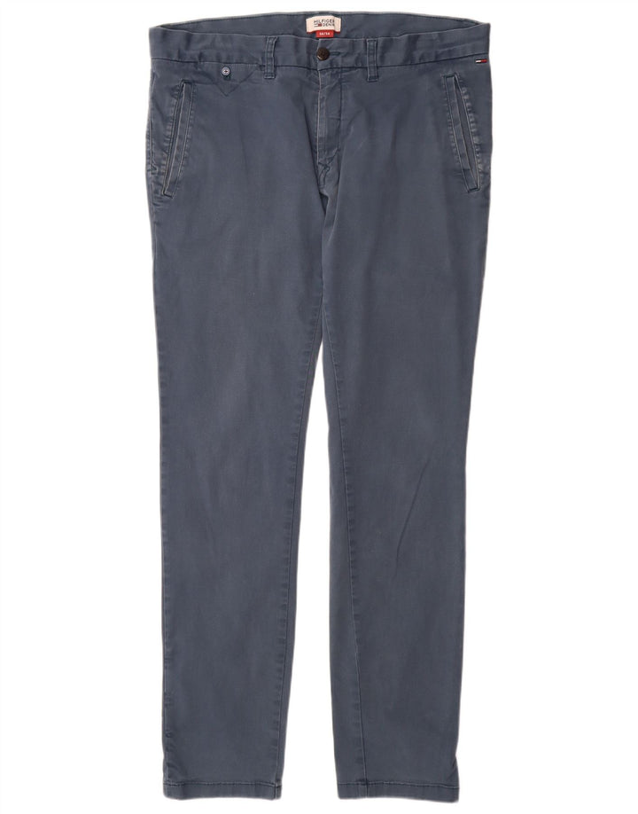TOMMY HILFIGER Herren Slim Fit Chinohose W36 L34 Blaue Baumwolle