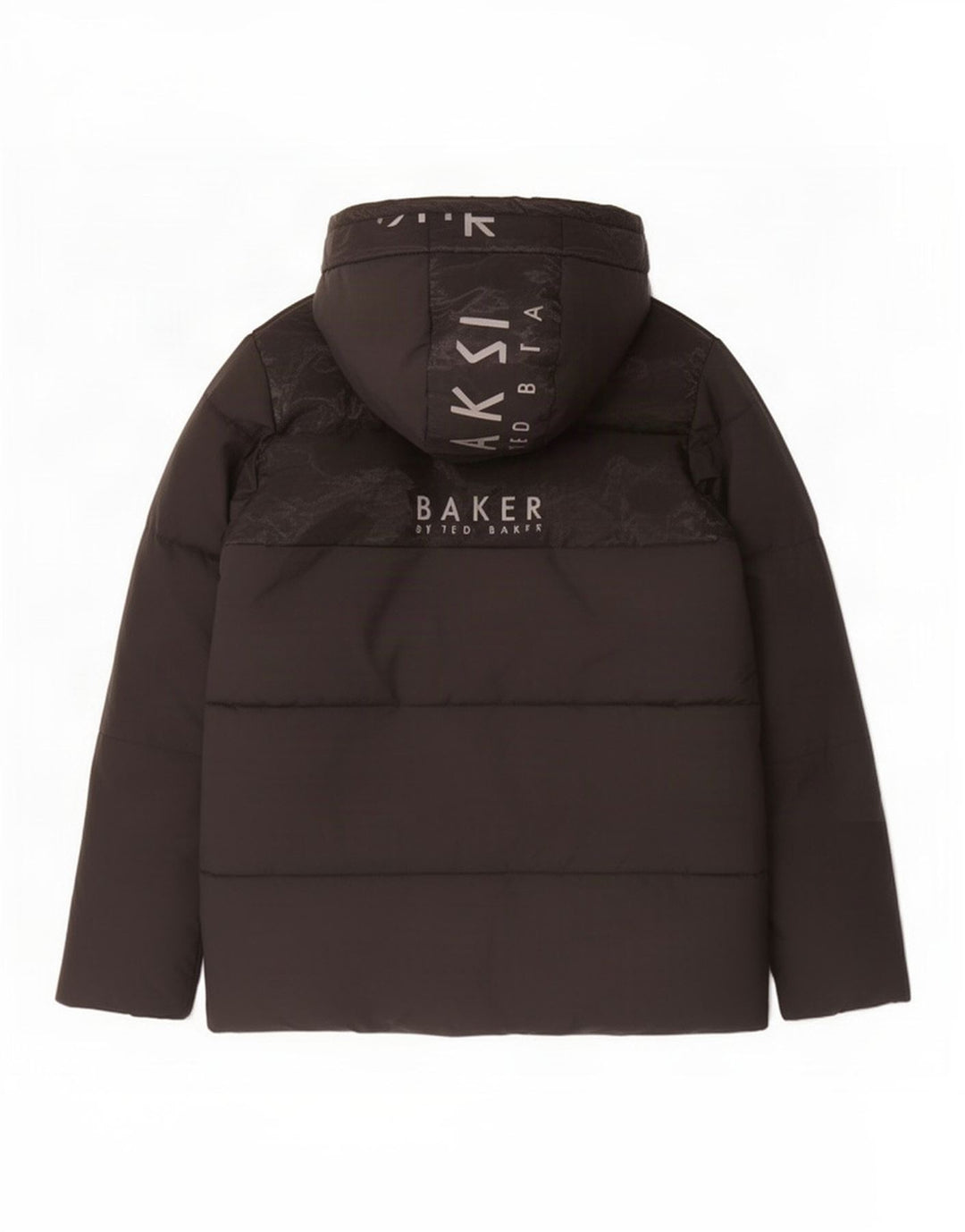 Ted Baker Jungen wattierte Jacke mit Kapuze und Grafik, 12–13 Jahre, schwarzes Polyester
