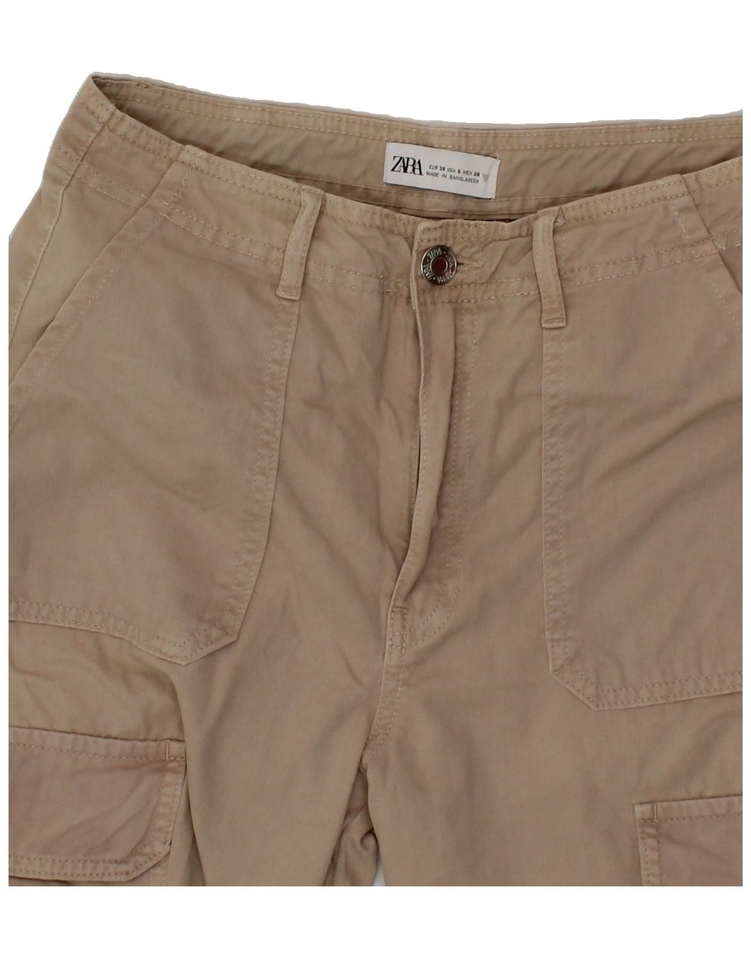 ZARA Womens Straight Cargo Trousers EU 38 Medium W28 L32 Beige Cotton Vintage Zara and Second-Hand Zara from Messina Hembry 