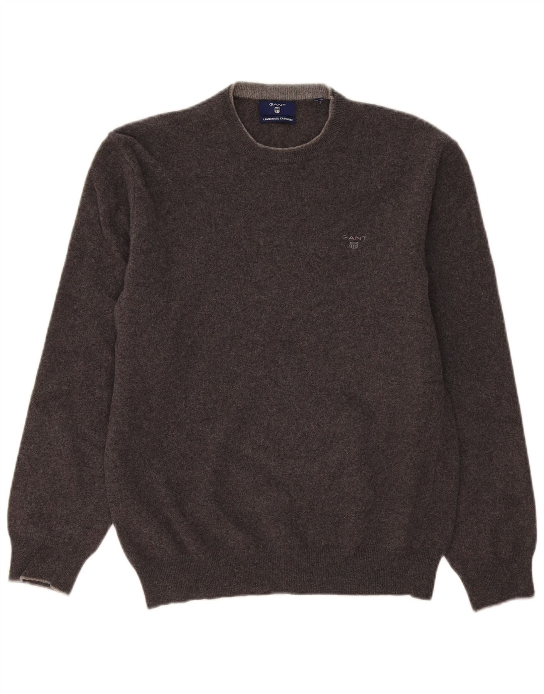 Gant Herren-Pullover mit Rundhalsausschnitt, mittelgraue Lammwolle