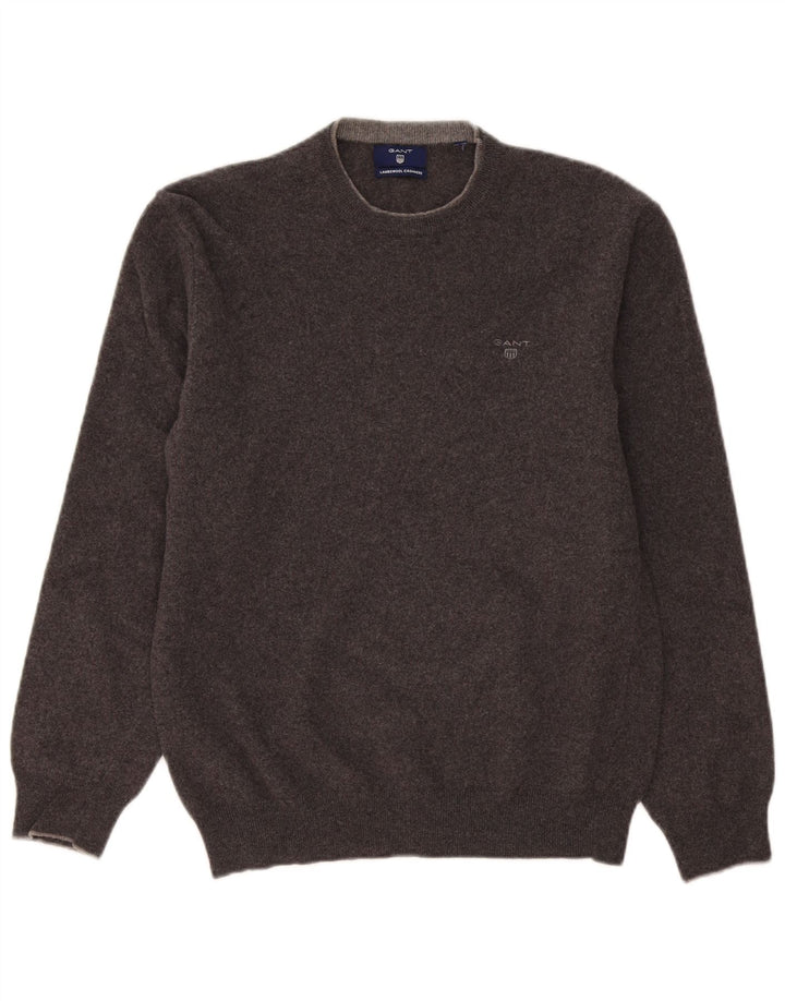 Gant Herren-Pullover mit Rundhalsausschnitt, mittelgraue Lammwolle