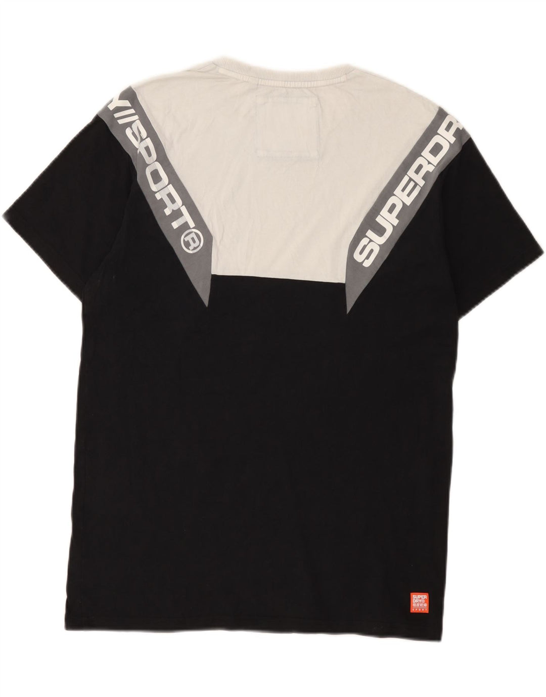 Superdry Herren Grafik-T-Shirt-Oberteil aus mittelschwarzer Colourblock-Baumwolle