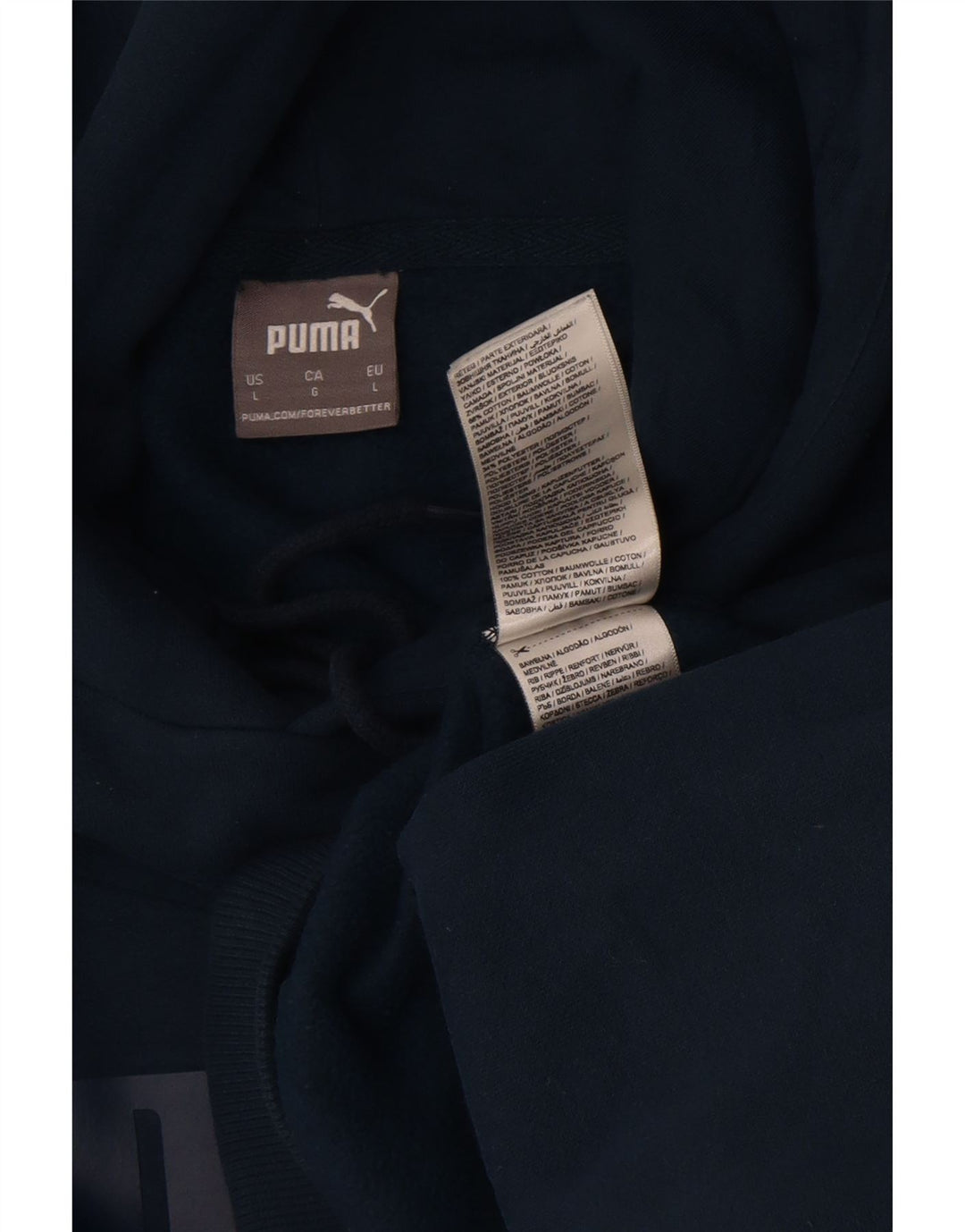 Puma Herren-Kapuzenpullover mit Grafik, groß, aus blauer Baumwolle