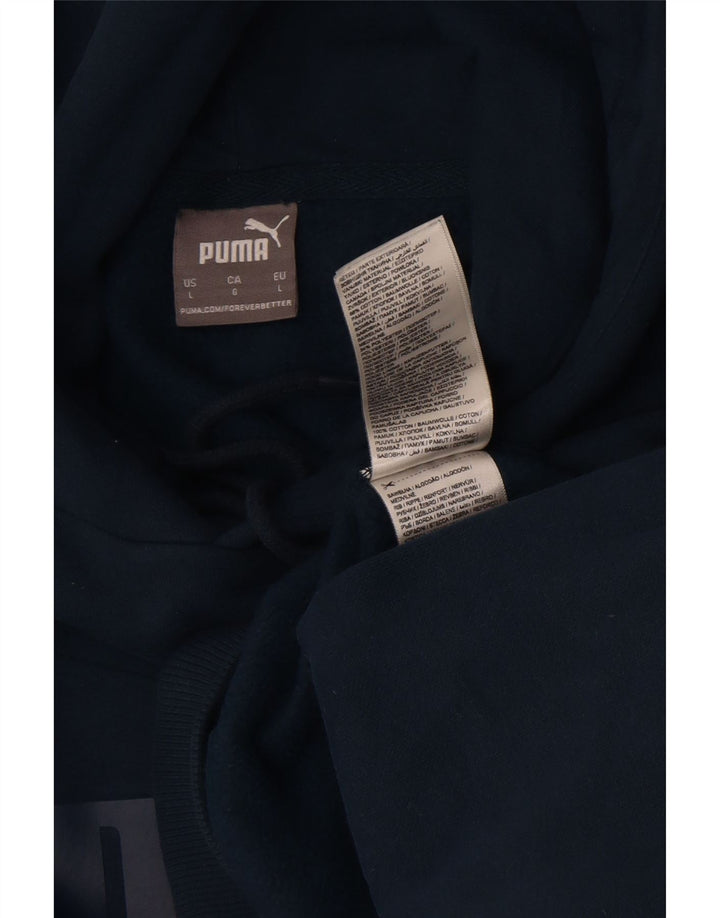 Puma Herren-Kapuzenpullover mit Grafik, groß, aus blauer Baumwolle