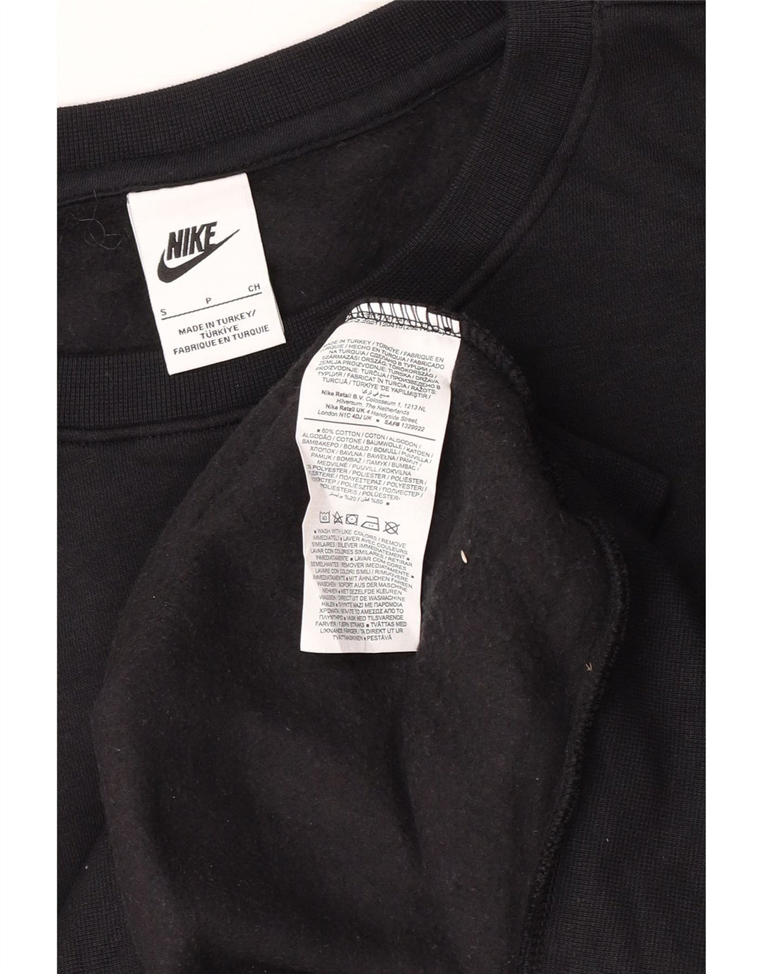 Nike Herren-Sweatshirt mit lockerer Passform, Größe S, schwarze Baumwolle