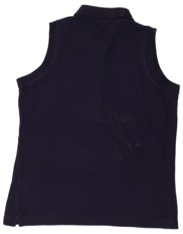 Fila Damen ärmelloses Poloshirt UK 14 Large Marineblau Baumwolle