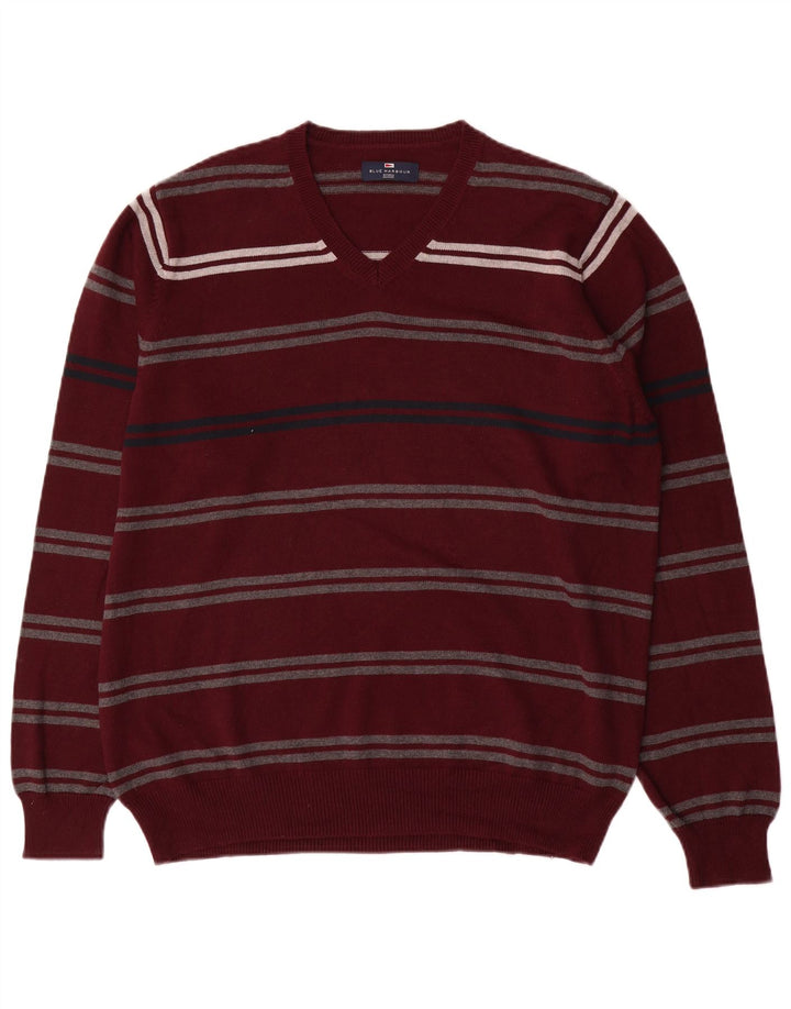 Marks & Spencer Herren-Pullover „Harbor“ mit V-Ausschnitt, Blau, Größe L, Kastanienbraun