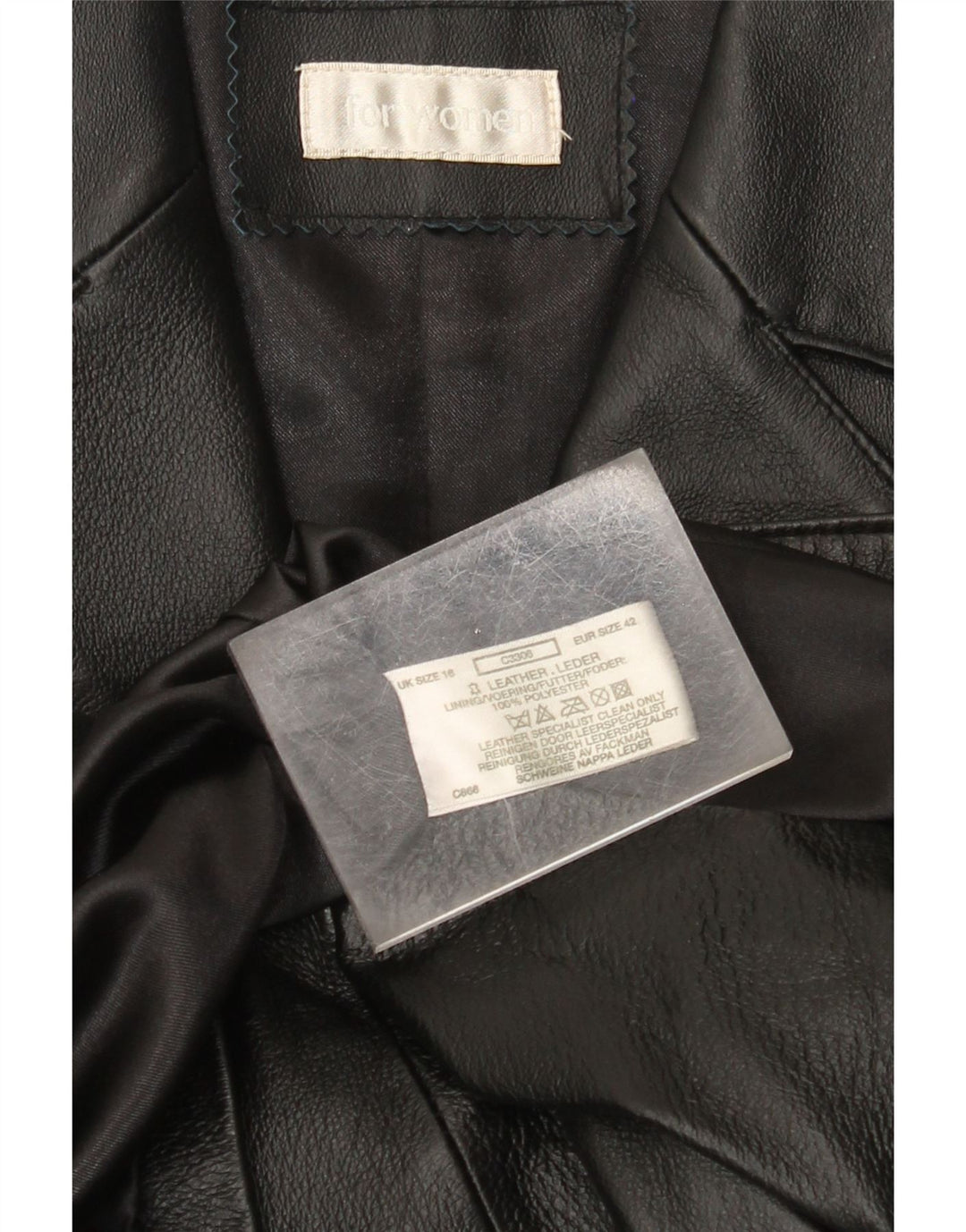 Vintage Damen Ledermantel UK 18 XL Schwarzes Leder