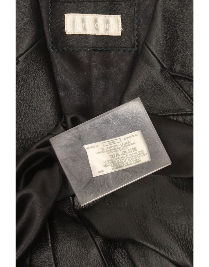 Vintage Damen Ledermantel UK 18 XL Schwarzes Leder
