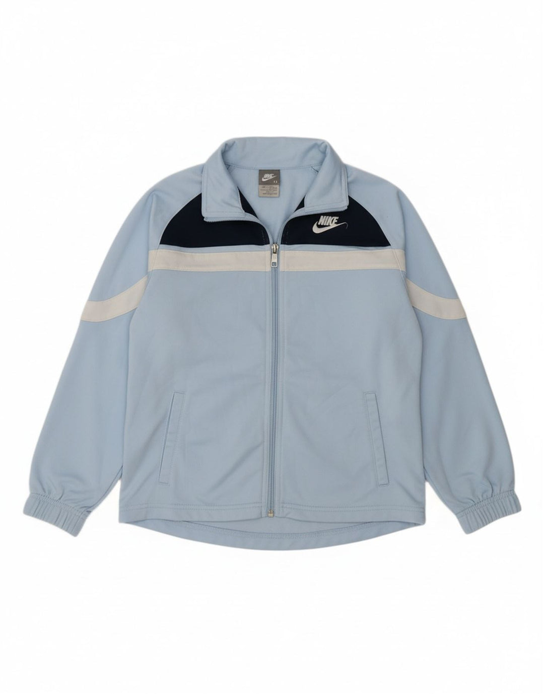 NIKE Boys Tracksuit Top Jacket 10-11 Years Medium Blue Polyester Sports