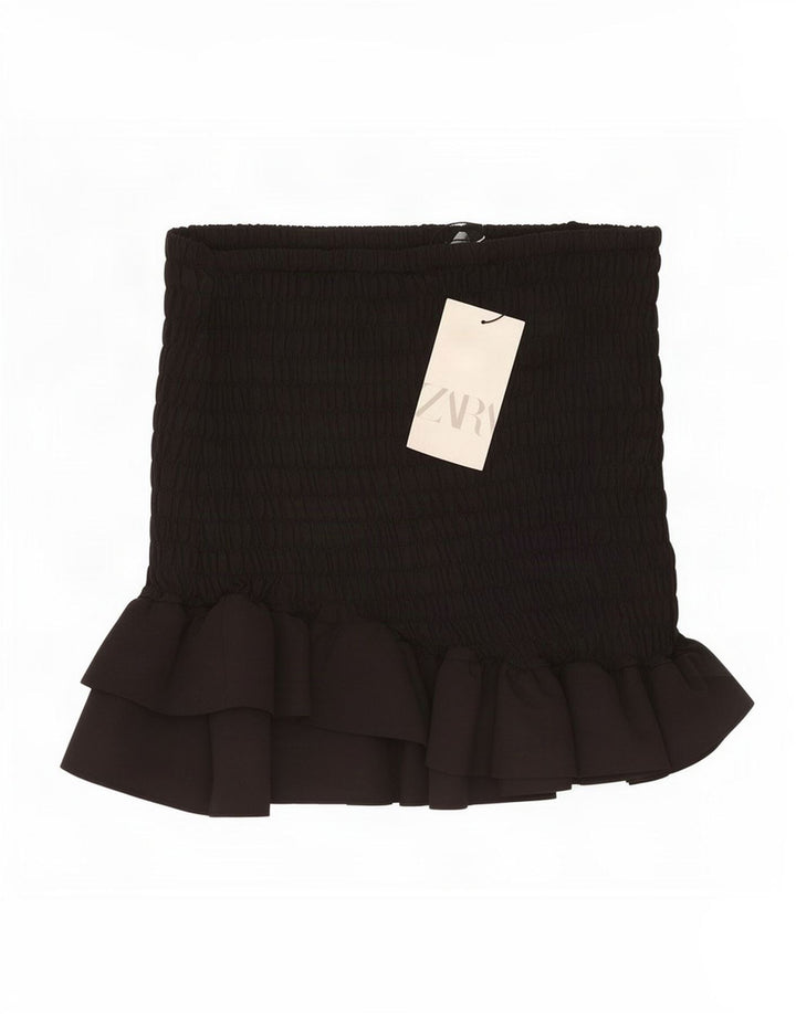 Zara Damen Minirock XS W25 Schwarz Polyester