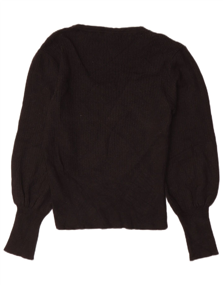 Marks & Spencer Damen-Pullover mit U-Boot-Ausschnitt, Gr. 12, mittlere schwarze Viskose