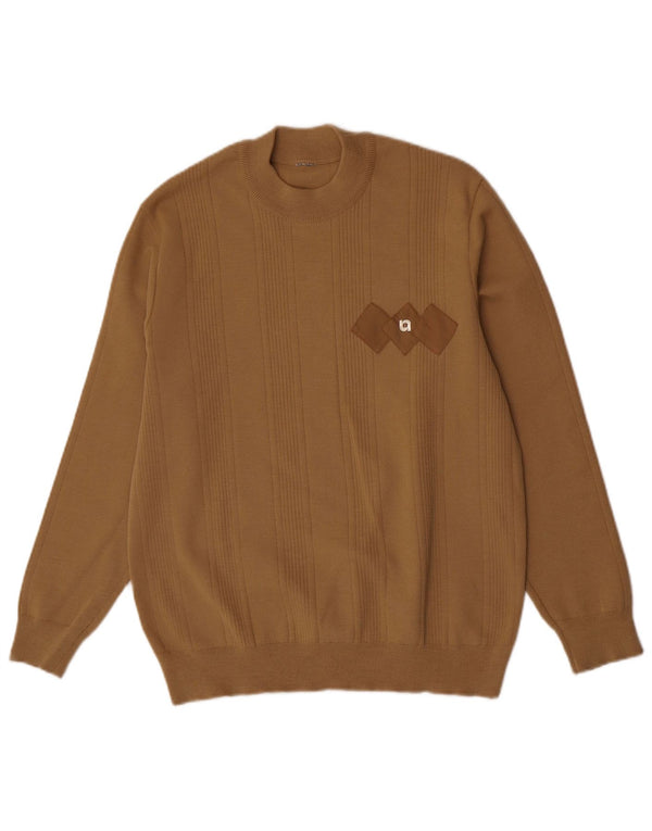 Vintage Herren Pullover mit Rundhalsausschnitt Mittelbraun