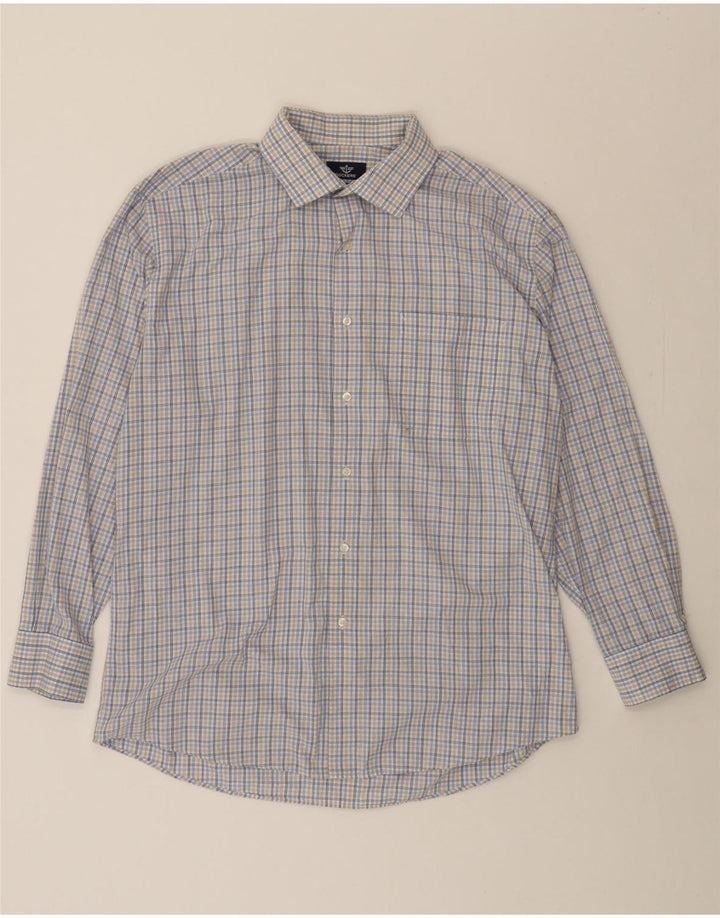 DOCKERS Mens Fitted Fitted Shirt Size 16 16 1/2 Large Blue Check Cotton Vintage Dockers and Second-Hand Dockers from Messina Hembry 