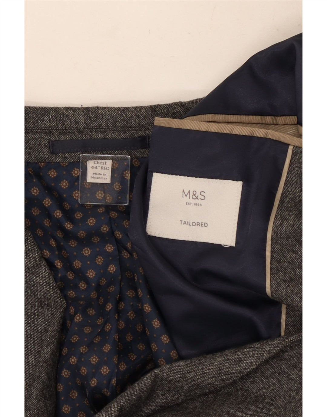Marks & Spencer Herren-Blazer mit 2 Knöpfen, UK 44, 2XL, graue Wolle