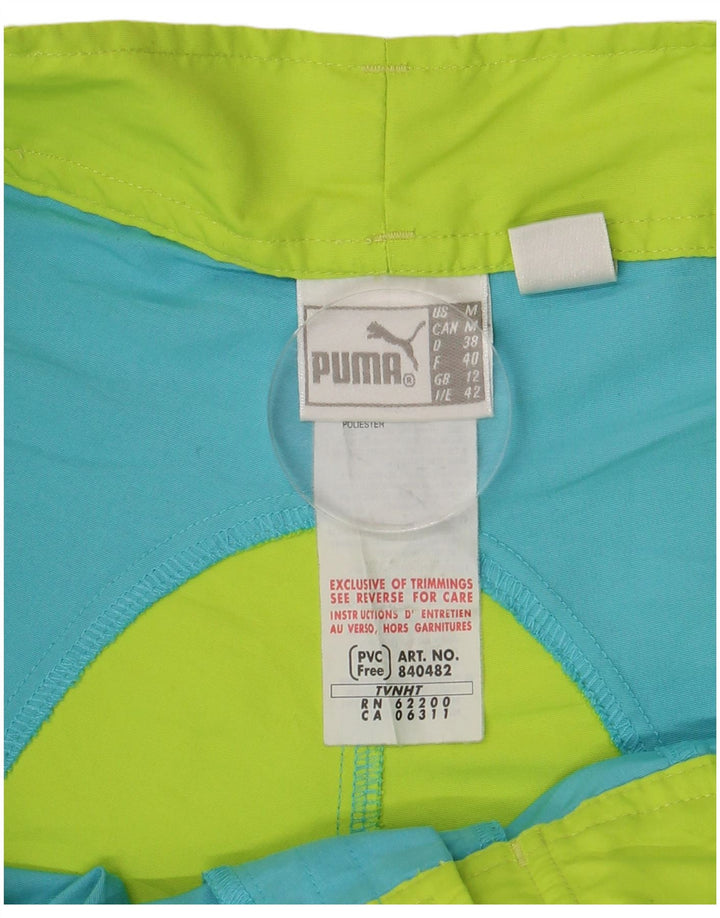 PUMA Damen Badeshorts UK 12 Mittelblaues Colourblock-Polyester