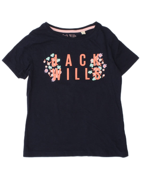 JACK WILLS Mädchen-T-Shirt mit Grafik, Marineblau, Baumwolle, 8–9 Jahre