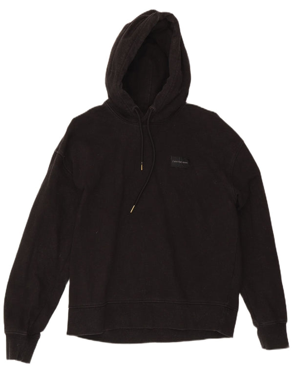 Calvin Klein Jeans Damen Kapuzenpullover UK 16 Große schwarze Baumwolle