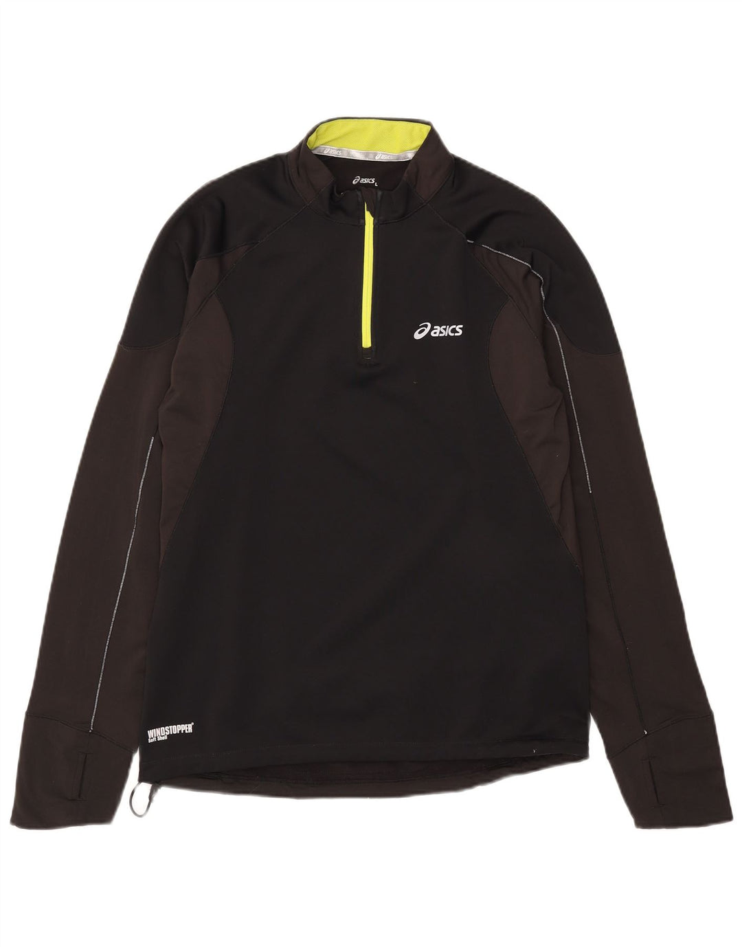 Asics Herren-Pullover-Trainingsanzugoberteil mit Reißverschluss und Halsausschnitt, groß, Schwarz, Farbblock