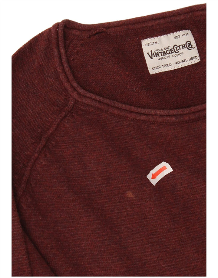 Jack & Jones Herren-Pullover mit Rundhalsausschnitt, mittlerer burgunderroter Baumwolle