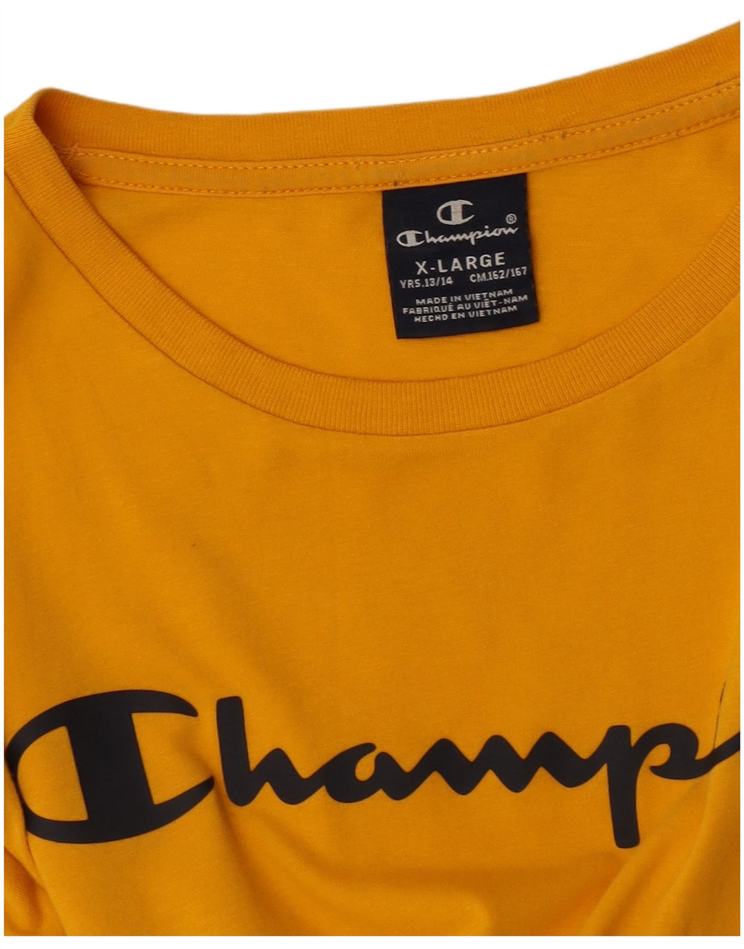 CHAMPION Grafik-T-Shirt-Oberteil für Mädchen, 13–14 Jahre, XL, Gelb