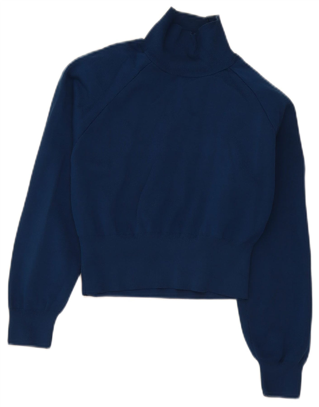 Zara Damen Crop Turtle Neck Pullover Pullover UK 10 Small Marineblau Polyester